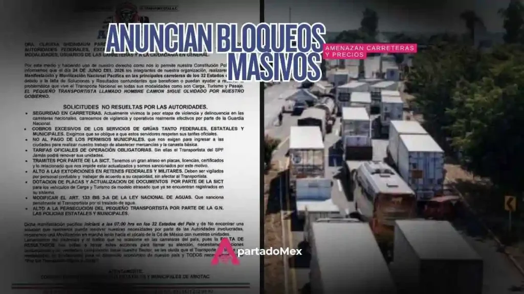Bloqueo masivo nacional: transportistas anuncian paros viales