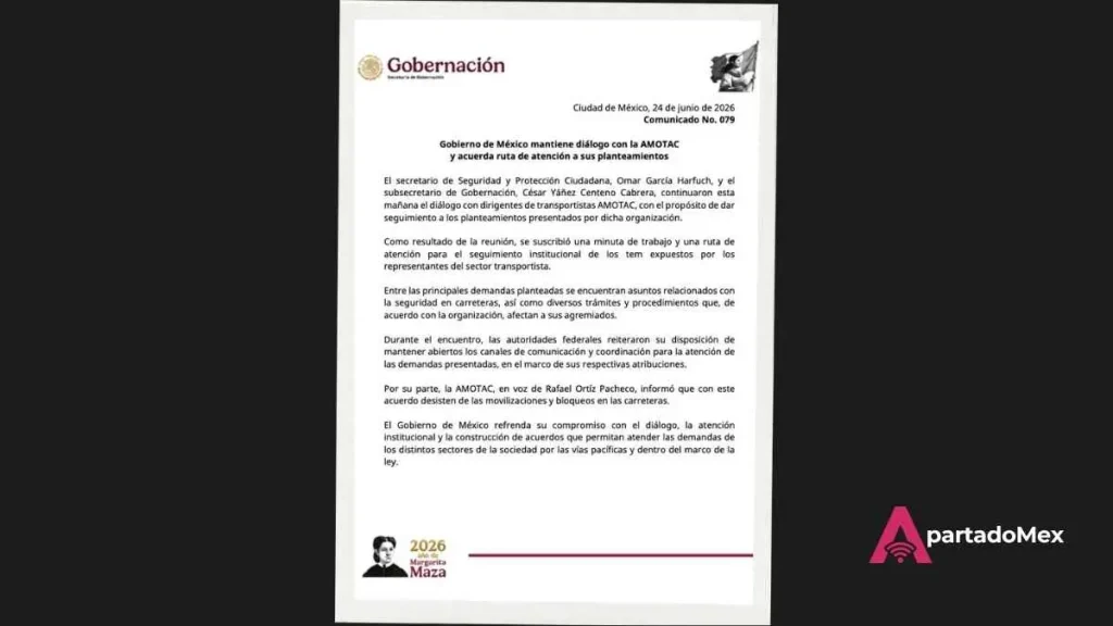 Comunicado de la SSPC sobre los bloqueos de la AMOTAC