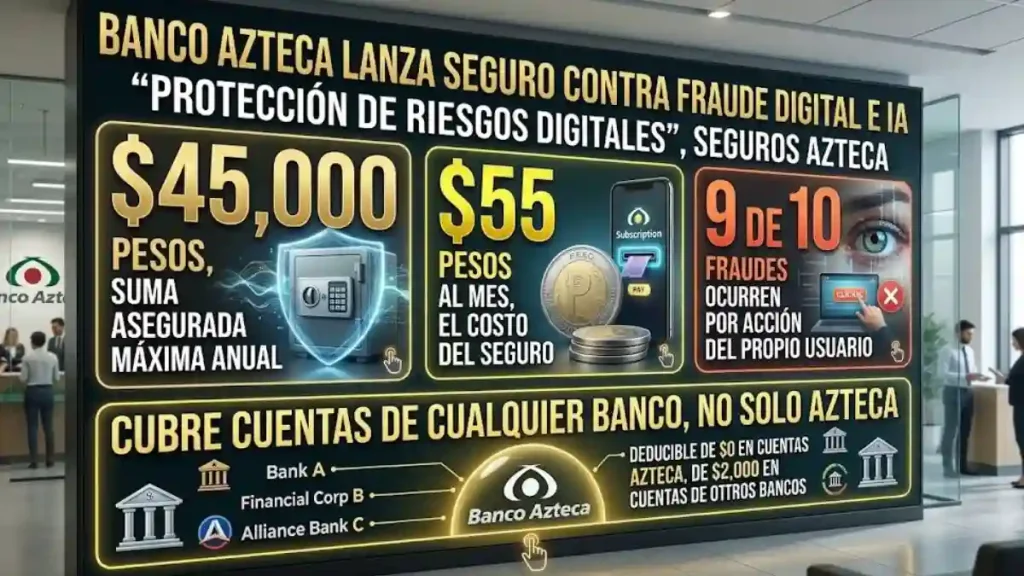 Banco Azteca lanza seguro contra fraude digital e IA