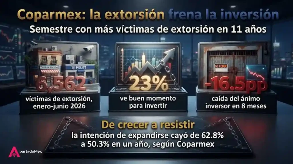 Coparmex la extorsión frena la inversión