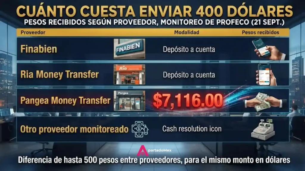 Cuánto cuesta enviar 400 dólares