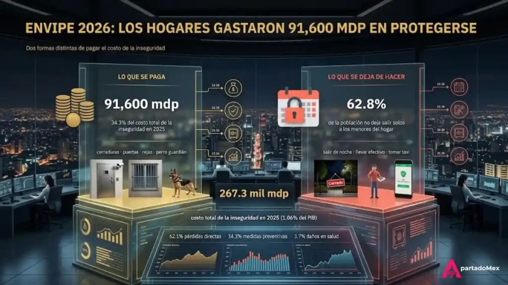 Cuánto gastaron los hogares mexicanos en protegerse de la inseguridad en 2025