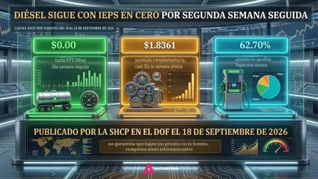 Diésel sigue con IEPS en cero por segunda semana seguida