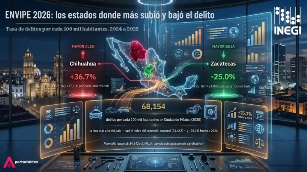 ENVIPE 2026 los estados donde más subió y bajó el delito
