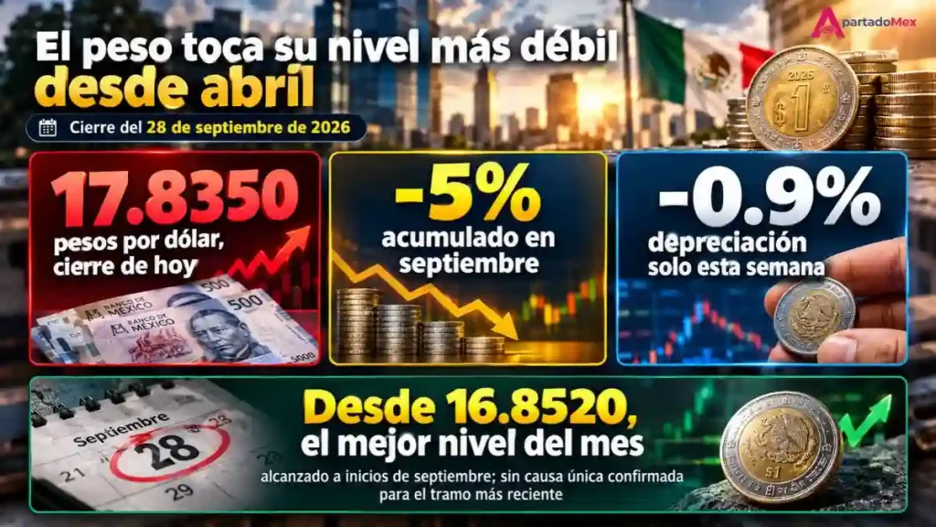El peso toca su nivel más débil desde abril
