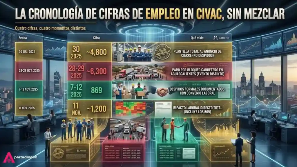 La cronología de cifras de empleo en CIVAC, sin mezclar