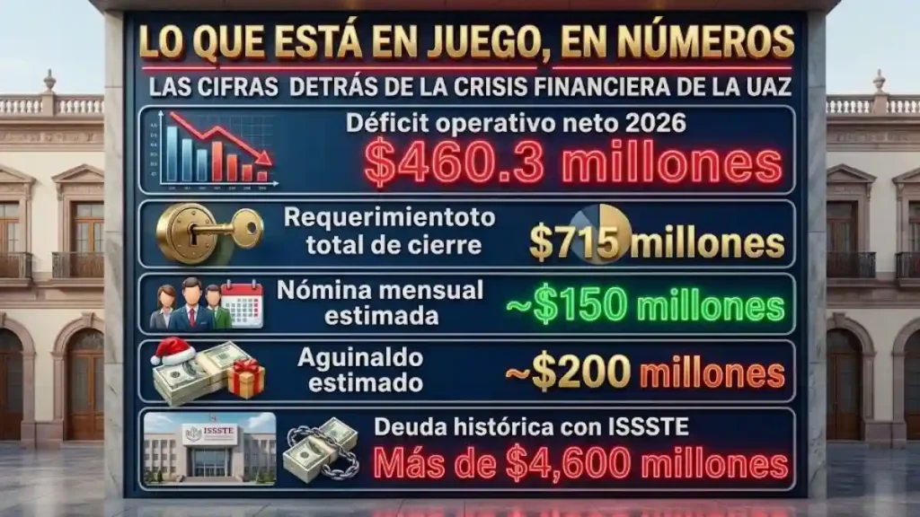 Las cifras detrás de la crisis financiera de la UAZ