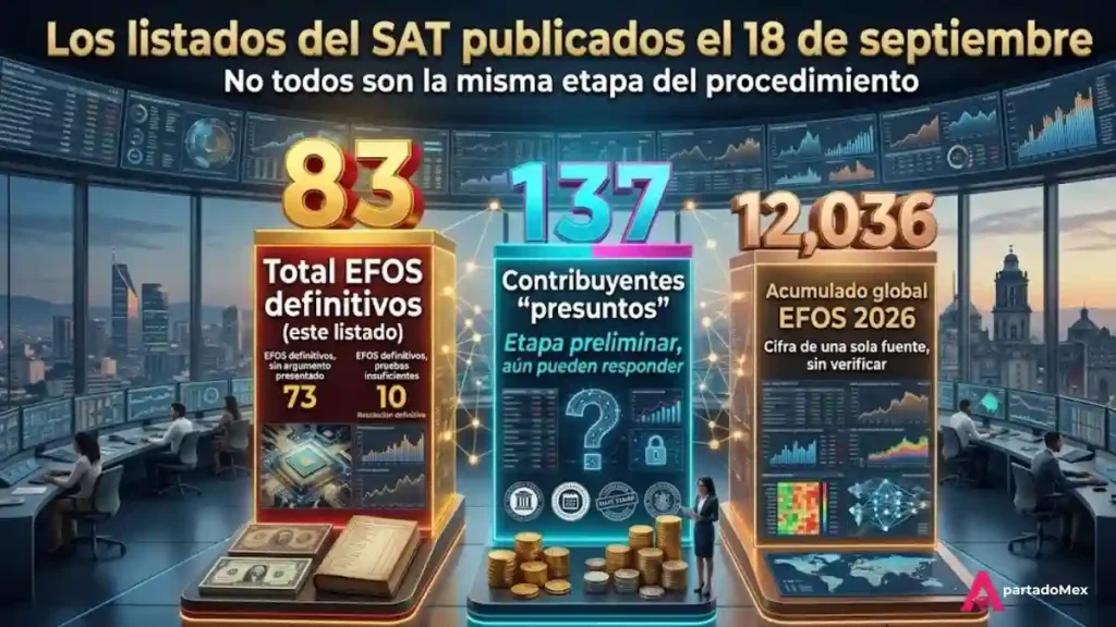 Los listados del SAT publicados el 18 de septiembre