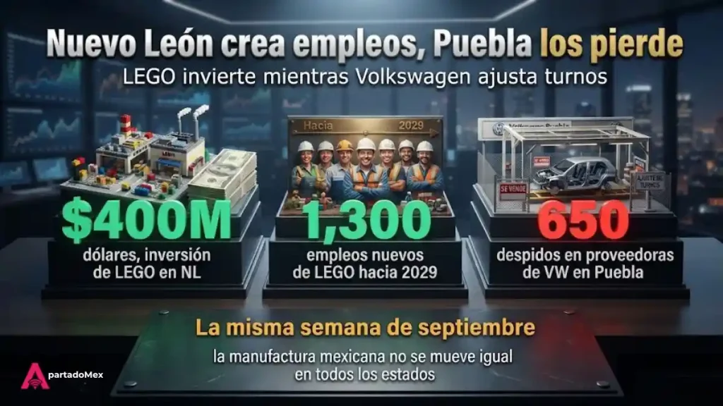 Nuevo León crea empleos, Puebla los pierde