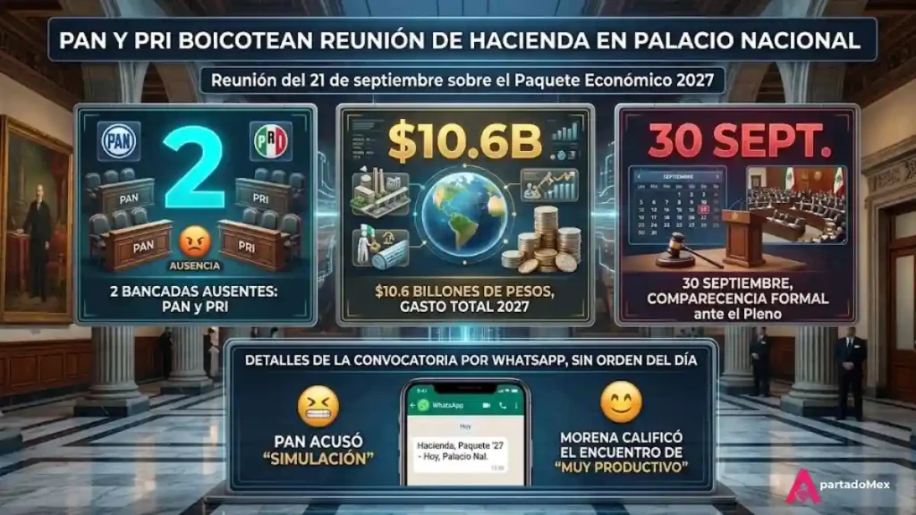 PAN y PRI boicotean reunión de hacienda en Palacio Nacional