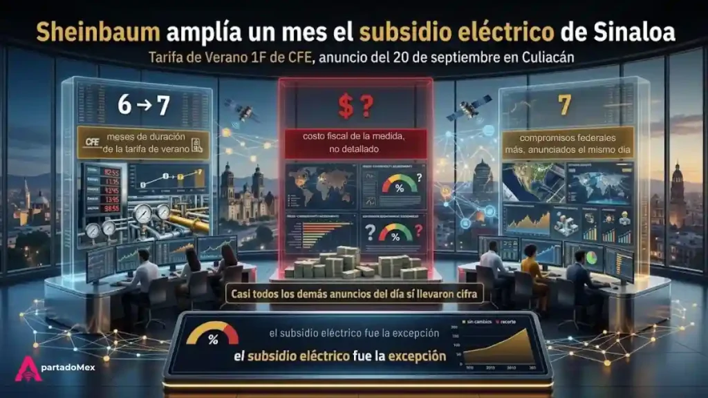 Sheinbaum amplía un mes el subsidio eléctrico de Sinaloa