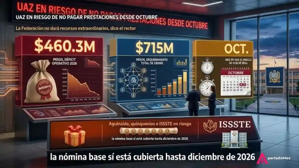 UAZ en riesgo de no pagar prestaciones desde octubre