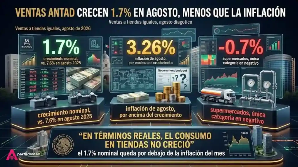 Ventas ANTAD crecen 1.7% en agosto, menos que la inflación