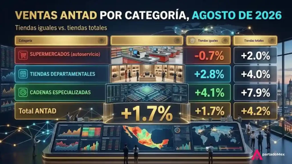 Ventas ANTAD por categoría, agosto de 2026