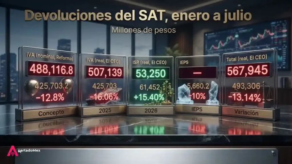 Devoluciones del SAT, enero a julio