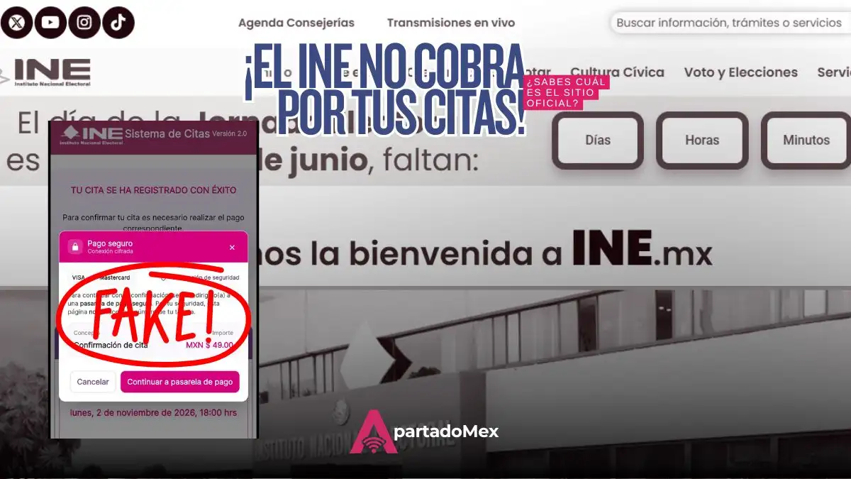 El INE no cobra 49 pesos por tu cita