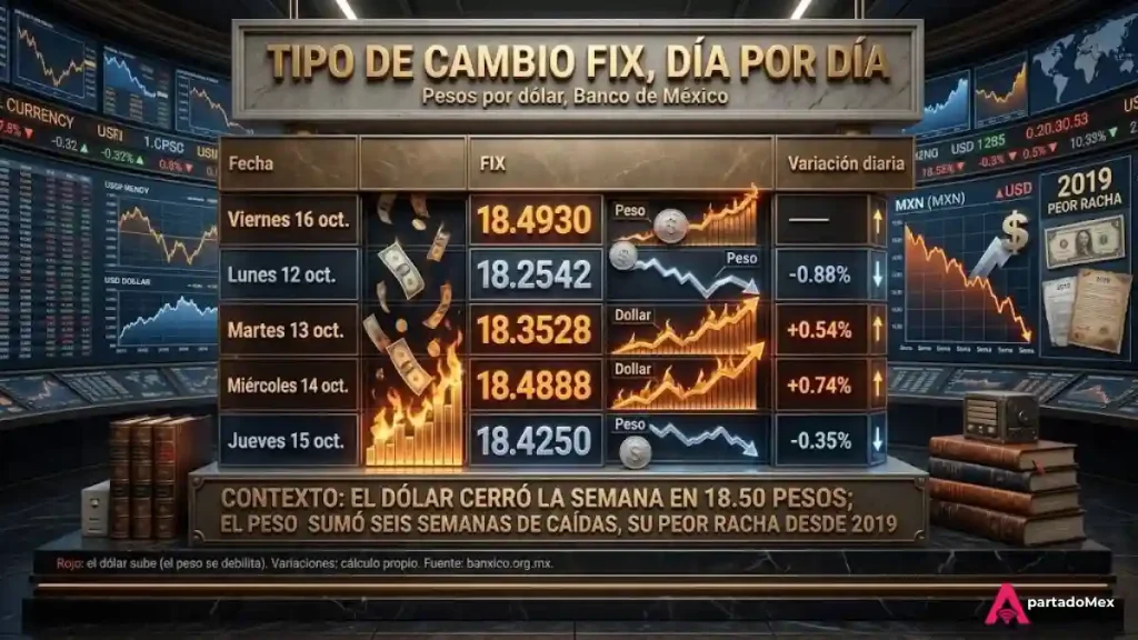 El dólar cerró la semana en 18.50 pesos