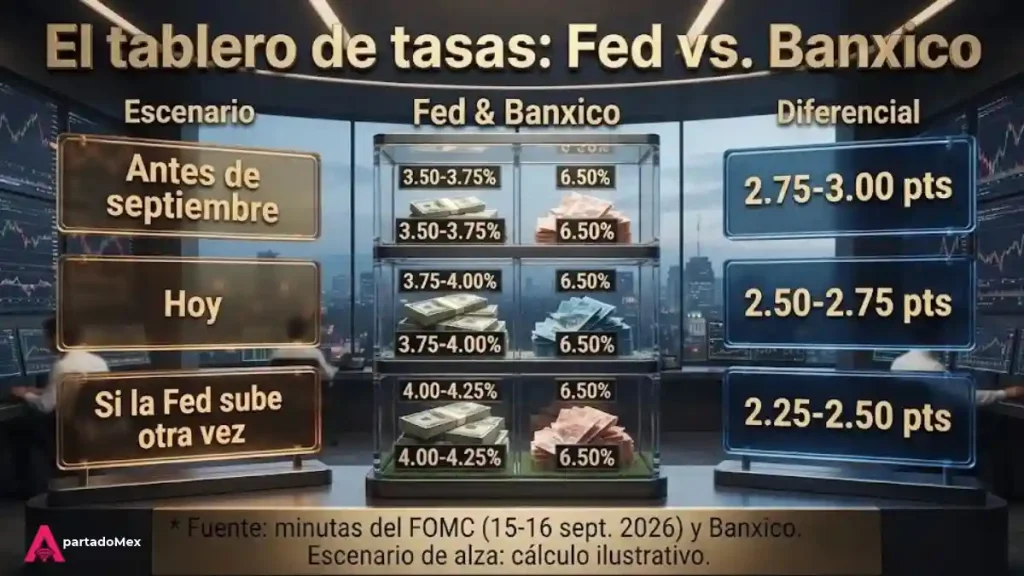 El tablero de tasas: Fed vs. Banxico