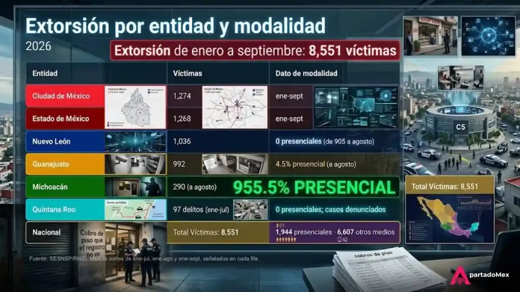Extorsión por entidad y modalidad