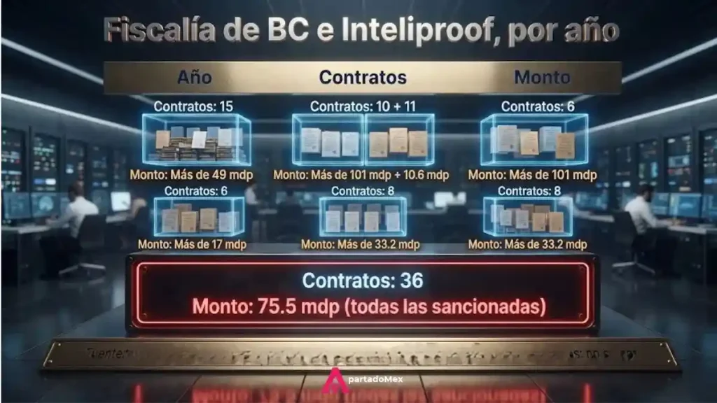 Fiscalía de BC e Inteliproof, por año