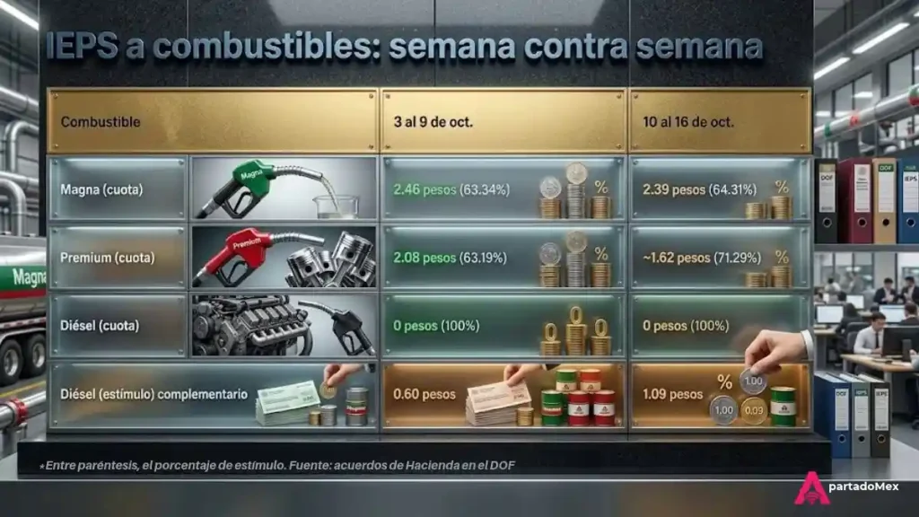 IEPS a combustibles: semana contra semana