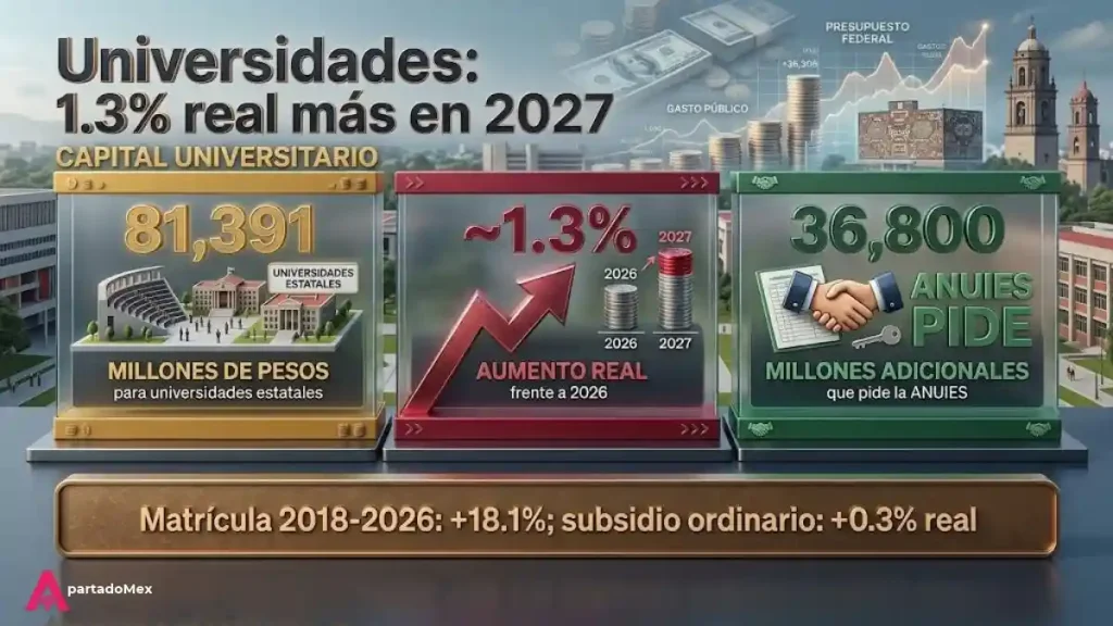 Incremento de 1.3% real para 2027