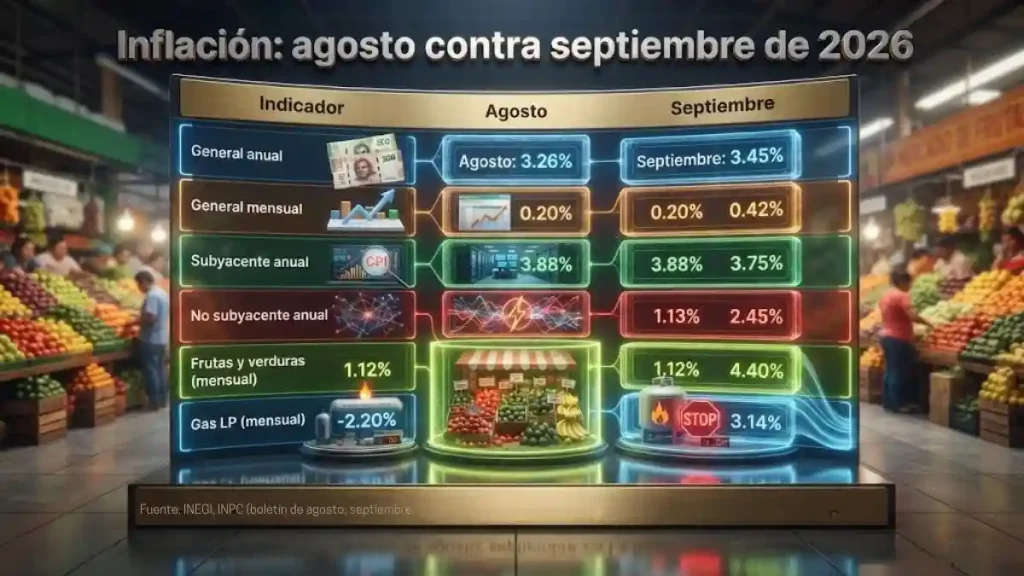 Inflación de agosto contra septiembre 2026