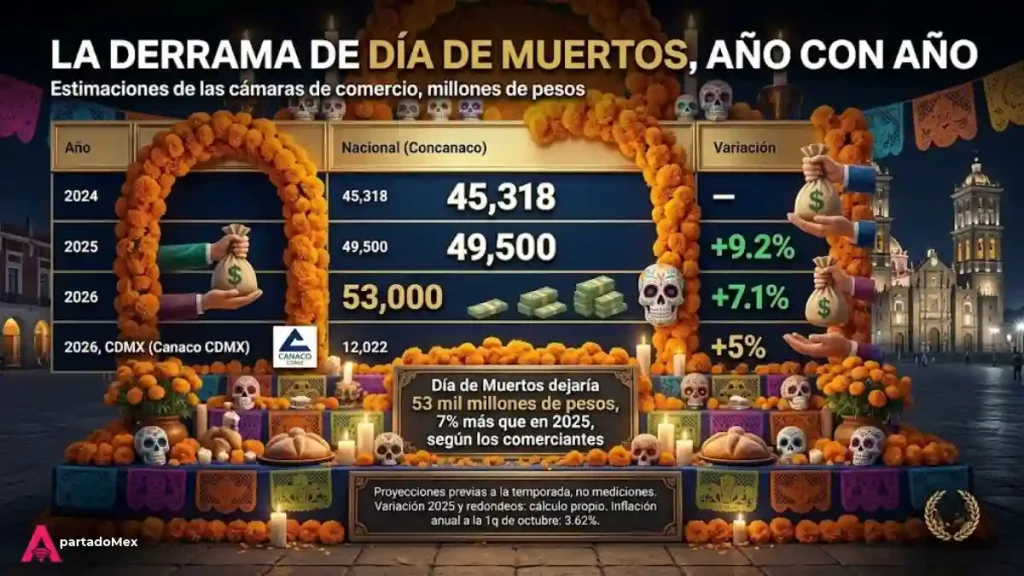La derrama de día de muertos, año con año