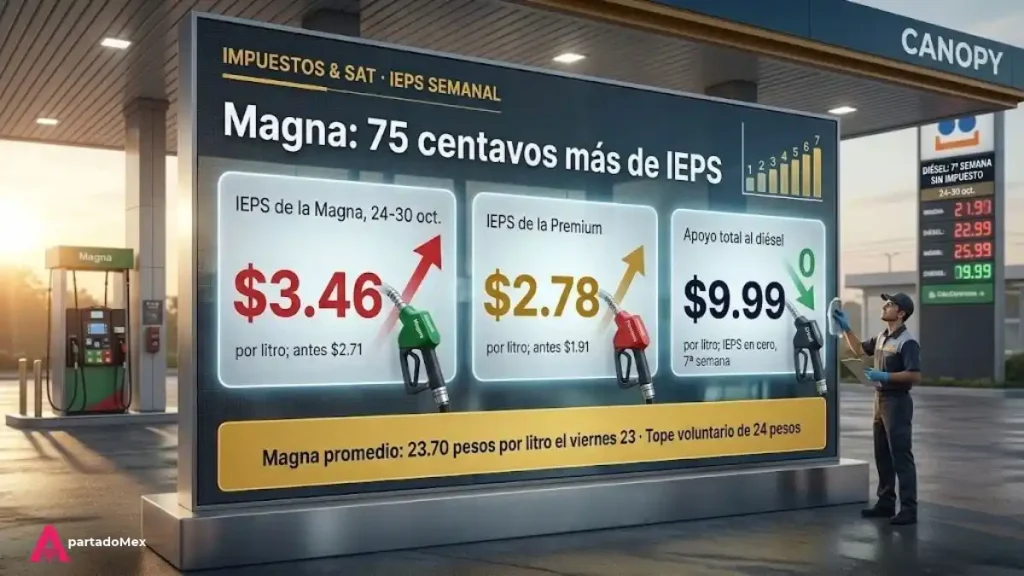 Magna promedio: 23.70 pesos por litro