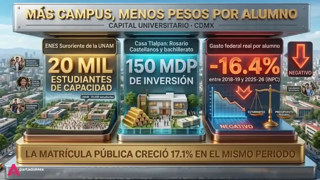 Más campus, menos pesos por alumno