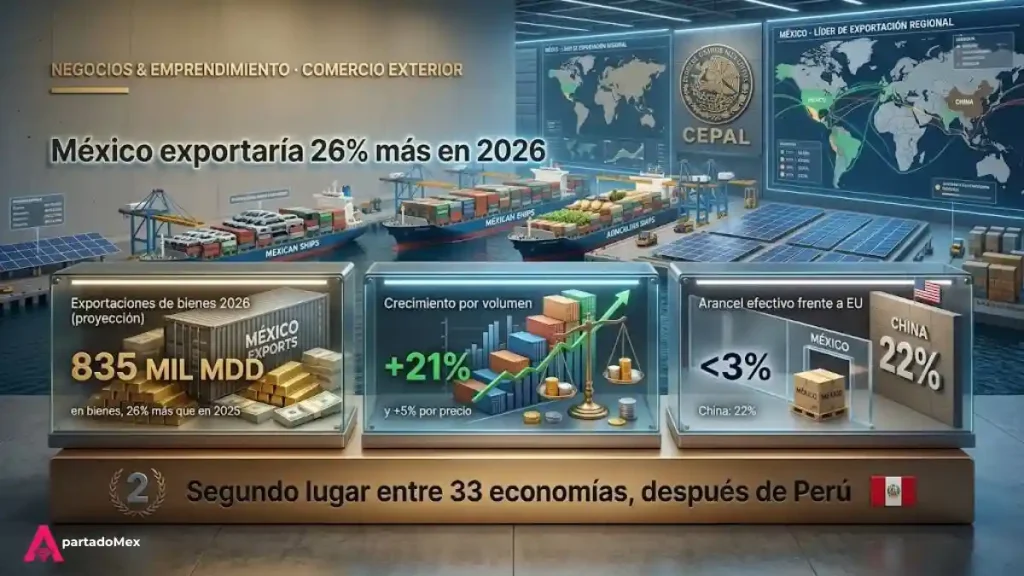 México exportaría 26% más en 2026