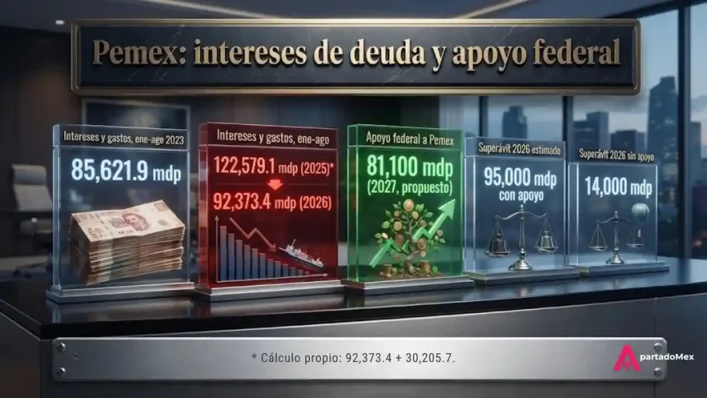 Pemex intereses de deuda y apoyo federal