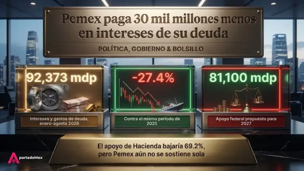 Pemex paga 30 mil millones menos en intereses de su deuda