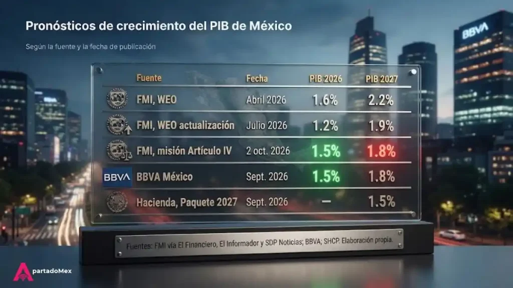 Pronósticos de crecimiento del PIB de México